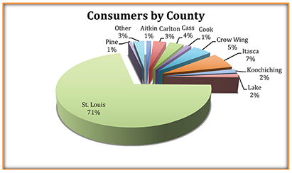 chart of consumers served by county